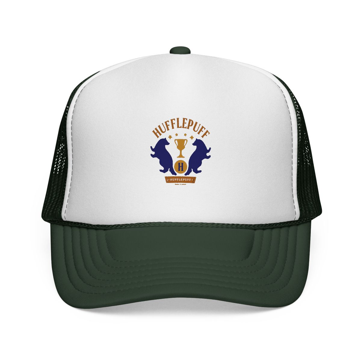 HUFFLEPUFF™ Badger and Cup House Pride Graphic Trucker Hat | Witch Hat Atelier - alternate angle 2, merchandise