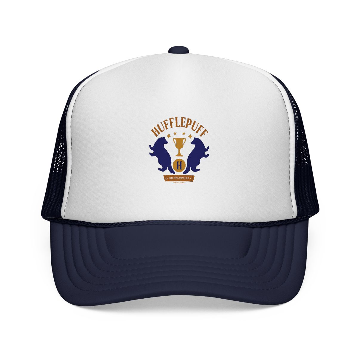 HUFFLEPUFF™ Badger and Cup House Pride Graphic Trucker Hat | Witch Hat Atelier - alternate angle 3, merchandise