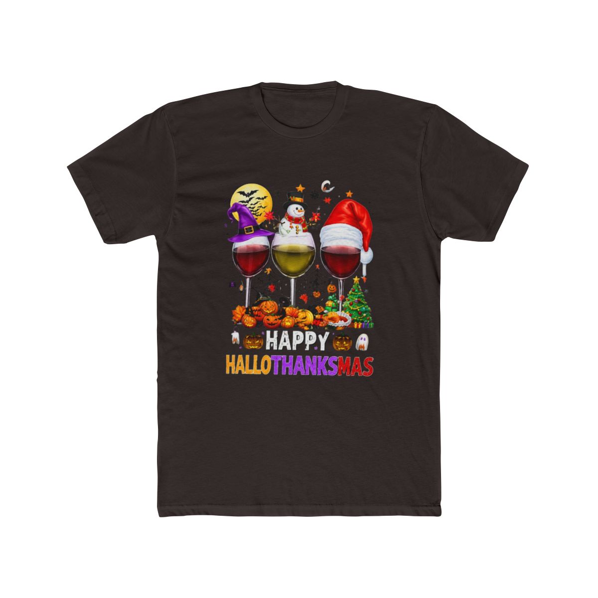Happy Hallothanksmas Wine Glasses Witch Santa Hat T Shirt | Witch Hat Atelier - alternate angle 2, merchandise