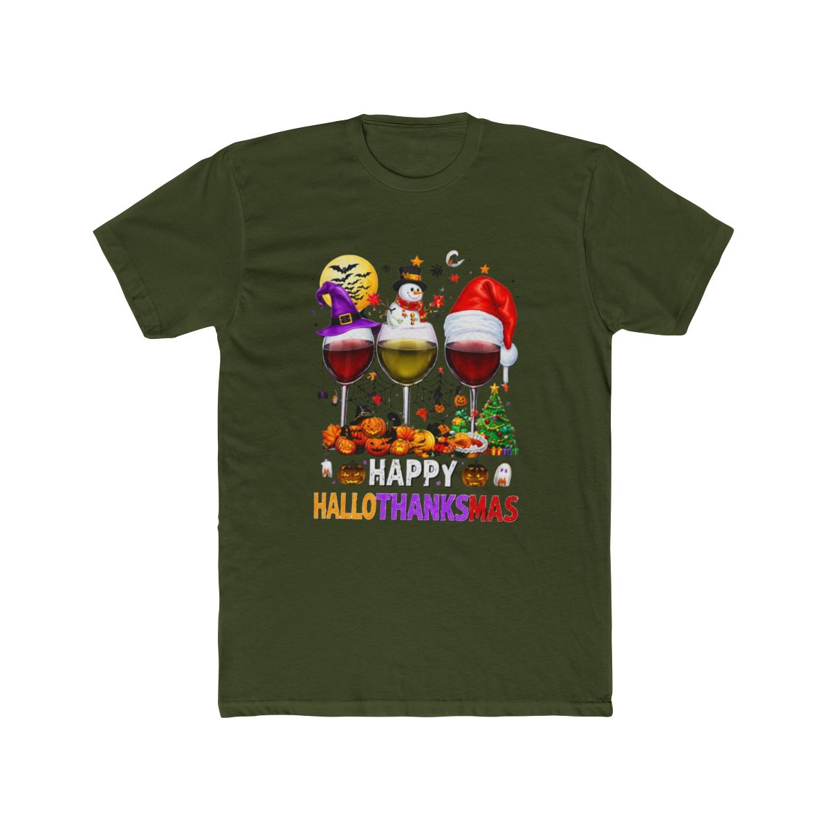 Happy Hallothanksmas Wine Glasses Witch Santa Hat T Shirt | Witch Hat Atelier - alternate angle 4, merchandise