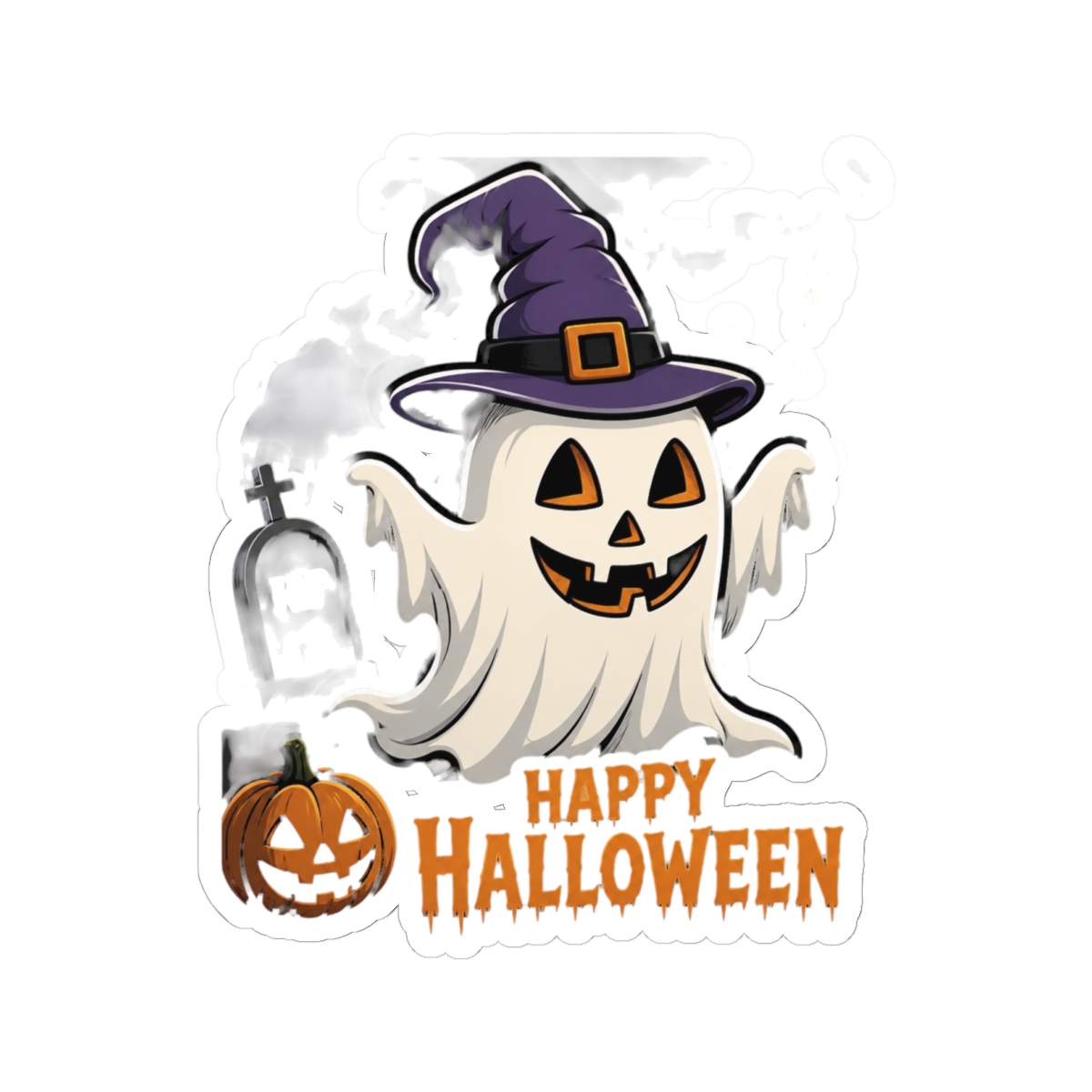 Toilet paper with carved face wearing witches hat square sticker | Witch Hat Atelier - alternate angle 2, merchandise