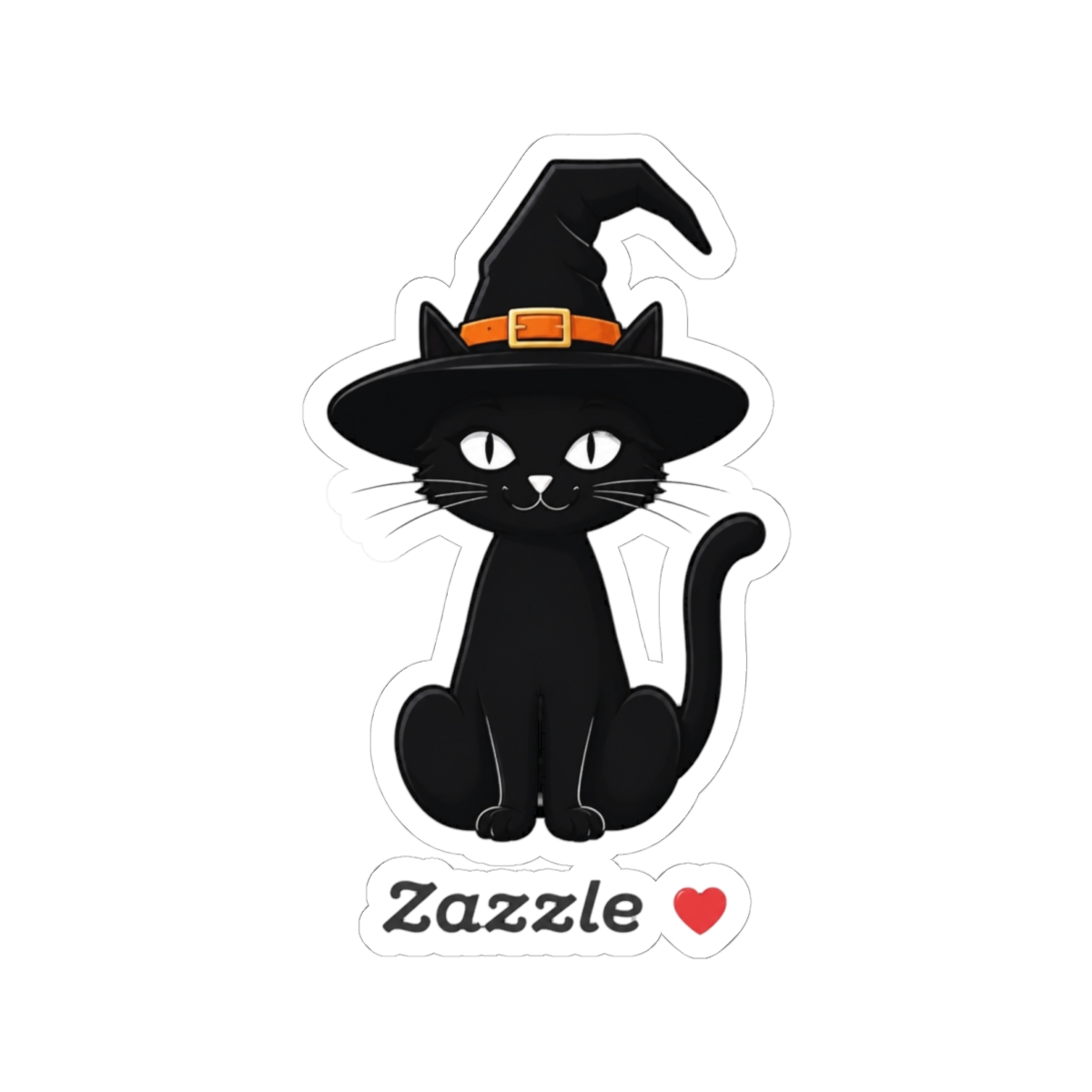 Black cat with witch hat design (Halloween) Sticker | Witch Hat Atelier - alternate angle 2, merchandise